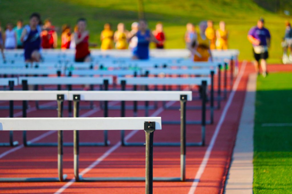 hurdles on a running track