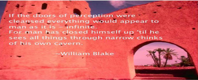 red wall William blake quote written on it, "If the doors of perception were cleansed every thing would appear to man as it is, Infinite. For man has closed himself up, till he sees all things thro' narrow chinks of his cavern"