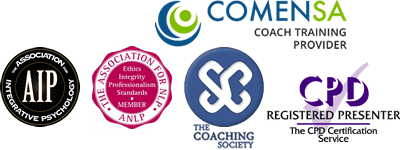 logos of ANLP, AIP, Comensa, CPD and The Coaching Society